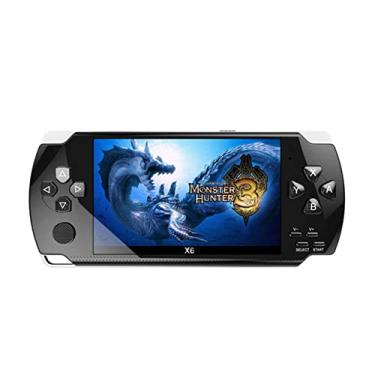 Imagem de Kajiali Console de jogos portátil X6, console de jogos retrô de 10 cm 8 GB integrado com 1500 jogos, 12 emuladores compatíveis com console de videogame retrô para TV Out dispositivo portátil de jogo emulador portátil (preto)