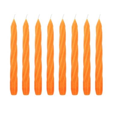 Imagem de Kit 10 Velas Castiçal Laranja Espiral 20 Cm Candelabro