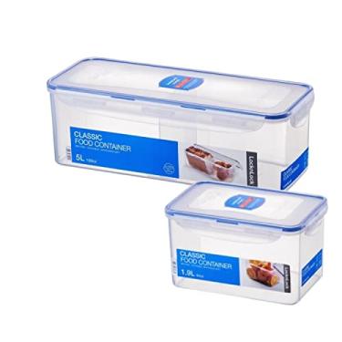 Imagem de Kit 2 potes hermético multiuso Porta Pão de Forma Pequeno e Grande com divisória Lock&Lock 1900mL + 5L
