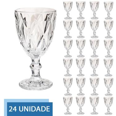 Imagem de Conjunto 24 Copo Transparente Taça Diamante Agua Vinho 300ml
