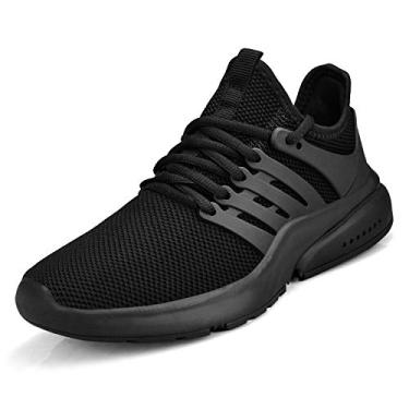 Imagem de Feetmat Tênis de corrida feminino, leve, antiderrapante, de malha respirável, esportivo, caminhada, trabalho, All Black, 8