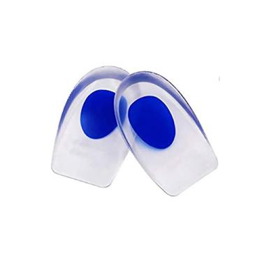 Imagem de 2 pares de taças de gel para calcanhar, protetores de calcanhar de silicone azul S para fascite plantar, esporão de calcanhar e dor de Aquiles, suporte de absorção de gel no calcanhar e almofadas