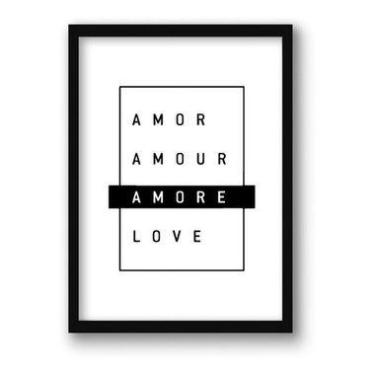 Imagem de Quadro Decorativo Frase Amor C/ Moldura E Vidro A3 - Elquadro