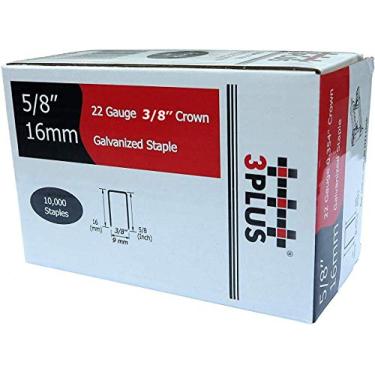 Imagem de 3PLUS 71/16 22 Calibre 3/8 Polegada Coroa 5/8 Polegada Comprimento Galvanizado Fio grampos finos, 10.000 por caixa