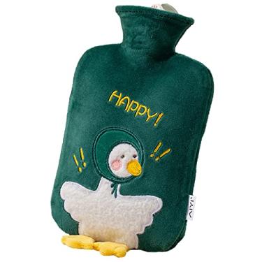 Imagem de Garrafa de água quente com capa de pelúcia macia bolsa de água quente para compressas quentes e frias, aquecedor de pés de mão, ideal para cólicas menstruais, alívio da dor no pescoço e ombro, 8.1000 ml