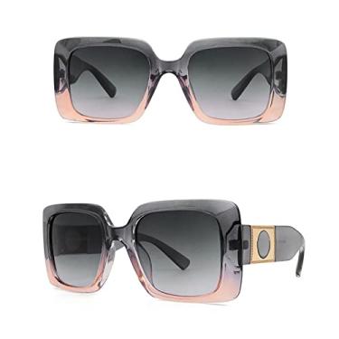 Imagem de Óculos de sol sexy quadrado preto grande designer de luxo na moda vintage óculos de sol moldura grande sombras retrô feminino para homens, chá cinza, tamanho único