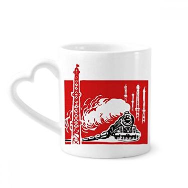 Imagem de Caneca de cerâmica para café com torre de trem da China, copo de coração de vidro