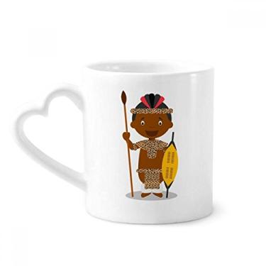 Imagem de Caneca de desenho animado Tribe África do Sul Caneca de café cerâmica copo de coração de vidro