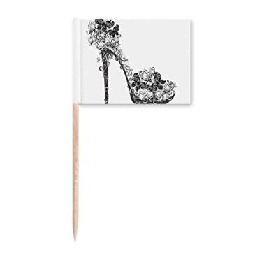 Imagem de Sapatos de salto alto com estampa de borboleta, flor, palito, bandeiras, marcadores, decoração de festa