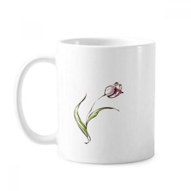 Imagem de Flor planta tulipa pintada à mão caneca cerâmica xícara de café porcelana louça