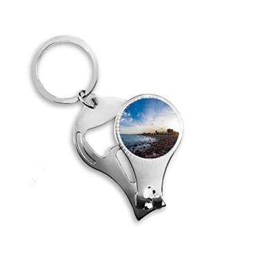 Imagem de Ocean Stone Beach Sea Picture Nail Nipper Ring Chaveiro Abridor de Garrafas Clipper