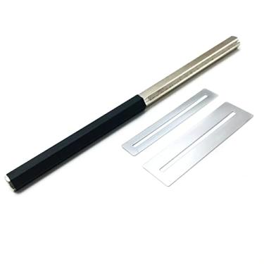 Imagem de 4 compartimentos de aço carbono + bordas de grãos de diamante, traste de guitarra para coroa, 2 folhas de proteção, ferramentas luthier