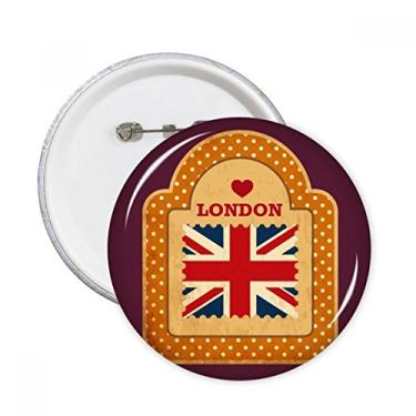 Imagem de Point UK London Stamp Union Jack Alfinetes redondos Emblema Botão Decoração Acessório 5 peças