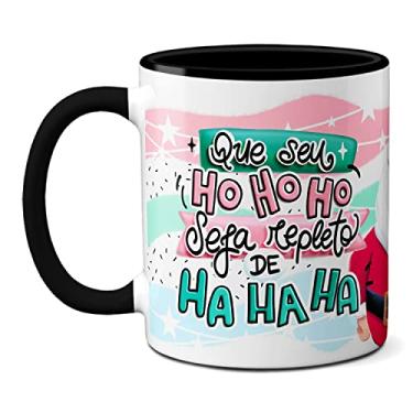 Imagem de Caneca Feliz Natal Ho-Ho-Ho Repleto De Ha-Ha-Ha Presente (Preta)
