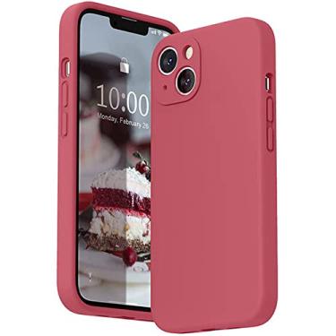 Imagem de Capa quadrada de silicone líquido para iPhone 14 13 12 11 Pro Max Mini X XS XR 7 8 14 Plus SE 2 3 Capa de proteção à prova de choque, vermelho camélia, para iPhone 13 Pro