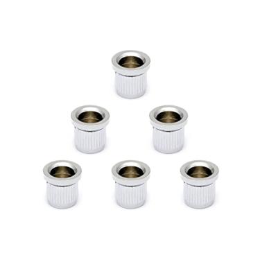 Imagem de Bogart Guitar String Ferrules String Through Body Rear Mount Bushings String Caps for Fender Strat Tele Style Electric Guitar Chrome Set of 6Pcs.