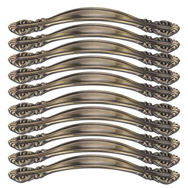 Imagem de Puxador de alça estilo antigo, puxador de alça em tom de bronze, fácil de instalar 10 conjuntos para gaveta de cômoda