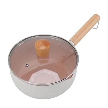 Imagem de Panelas e Frigideiras, Pote de Leite Funcional Com Alça de Madeira para Fogão a Gás de Indução Molho Panela Liga de Alumínio Multi (Branco)