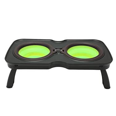 Imagem de Tigelas Elevadas para Cães, Tigelas de Comida para Cães Dobráveis ​​antiderrapantes Com Suporte para Cães e Animais de Estimação (Pequeno, Verde)