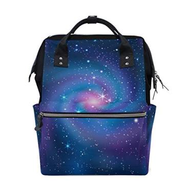 Imagem de ColourLife Mochila para fraldas Galaxy Bright Sky casual Daypack multifuncional para fraldas