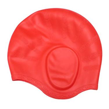 Imagem de BESPORTBLE Touca de natação de silicone para cabelo longo à prova d'água para mulheres homens e crianças Touca de natação elástica para prática de natação, surfe, touca de banho rosa