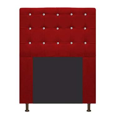 Imagem de Cabeceira Estofada Dama com Strass 90 cm para Cama Box Solteiro Suede Vermelho para Quarto - AM Decor