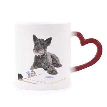 Imagem de Caneca sensível ao calor com foto de animal de estimação para cães Caneca vermelha em grés que muda de cor