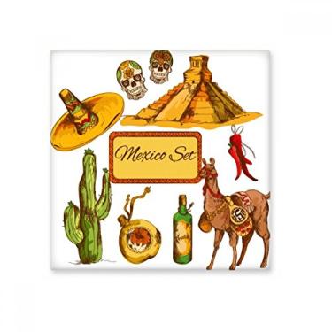 Imagem de Sombrero – Azulejo de cerâmica mexicana de cacto da pirâmide do México