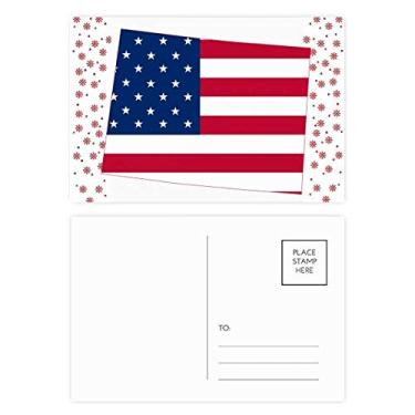 Imagem de Mapa da América do Colorado com estrelas e bandeiras de Natal e flores comemorativas cartão postal Blessing Card
