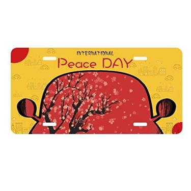 Imagem de DIYthinker Placa de licença com estampa de arte Sakura vermelha e branca da cultura japonesa, decoração de carro, dia da paz