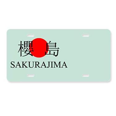 Imagem de DIYthinker Sakurajima Nome da cidade japonês Bandeira do sol vermelho placa de carro decoração de aço inoxidável
