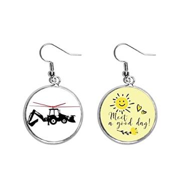 Imagem de Helicóptero, empilhadeira, escavadeira, gota, sol, flor, brinco, bijuteria, moda