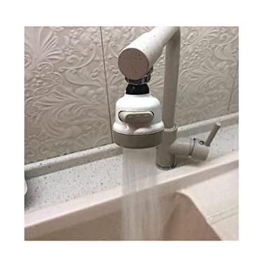 Imagem de SHIP Adaptador de Torneira 3 Jatos Rotação 360 Economia de Água Melhor Pressão Chuveirinho Arejador Plástico Branco com Borda bege