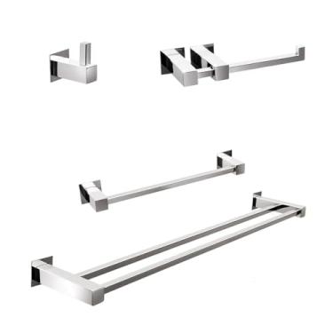 Imagem de Kit Acessórios para Banheiros 4 peças inox - Kromus KITQD4A