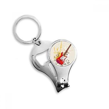 Imagem de DIYthinker Guitarra Elétrica Jazz Música Cultura Chaveiro Anel Multifuncional Cortador de Unhas Abridor de Garrafas Presente