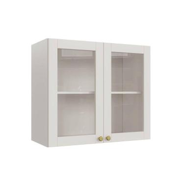 Imagem de Armário Aéreo 2 Portas 80cm com Porta de Vidro Arizona Cabecasa Madeiramadeira Branco