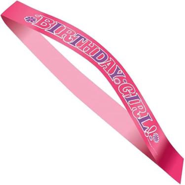 Imagem de Faixa de cetim rosa Birthday Girl - 1 unidade - Acessório elegante de celebração para festas e eventos