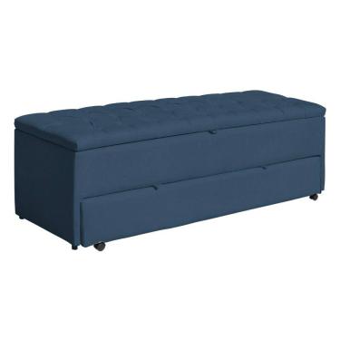 Imagem de Calçadeira Baú Sapateira Casal Queen 160cm Ayla Suede Capitonê - Estopar