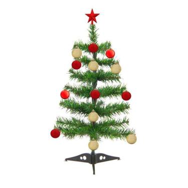 Imagem de Árvore Natal Verde 35cm Mini 15 Bolas Verm/Douradas
