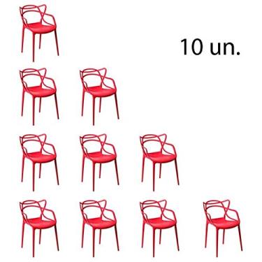 Imagem de Kit 10 Cadeira Allegra Sala de Jantar Vermelho - D'Rossi