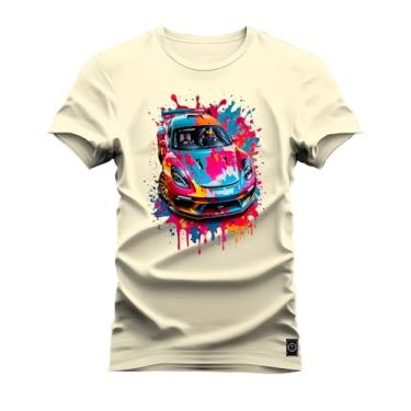 Imagem de Camiseta Plus Size Unissex Algodão 100% Algodão Carro Mega Colores Perola G1