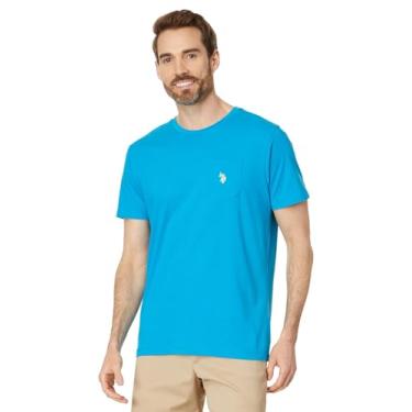 Imagem de U.S. Polo Assn. Camiseta masculina gola redonda com bolso (Grupo 2 de 2), Turquesa mesclada, P