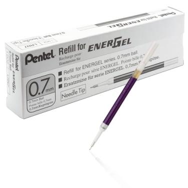 Imagem de Pentel Refil de tinta para caneta de gel líquido EnerGel 0,7 mm ponta agulha, pacote com 12, tinta violeta (LRN7-V-12)