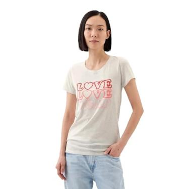 Imagem de GAP Camiseta feminina favorita de gola redonda, Love GAP cinza, P