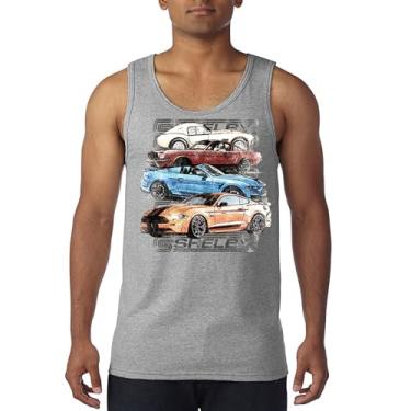 Imagem de Camiseta regata Shelby Cars Sketch Mustang Racing American Muscle Car GT500 Cobra Performance Powered by Ford masculina, Cinza, P