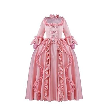Imagem de Fantasia feminina rococó do século 18 Marie Antoinette vestido de princesa rosa vestido de baile (rosa, 3GG)