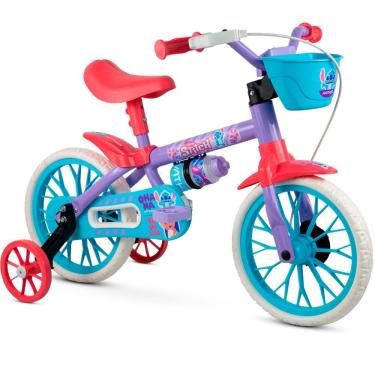 Imagem de Bicicleta Aro 12 Stitch Infantil com Rodas de Treinamento Limitador Regulável Nathor