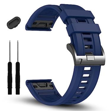 Imagem de EZMVZKU Pulseira de silicone de ajuste rápido de 22 mm compatível com Garmin Fenix 8 de 47 mm/Fenix 7/7 Pro/6/6 Pro/5/5 Plus/Fenix E, pulseira de relógio para Forerunner 965 955/Approach S70
