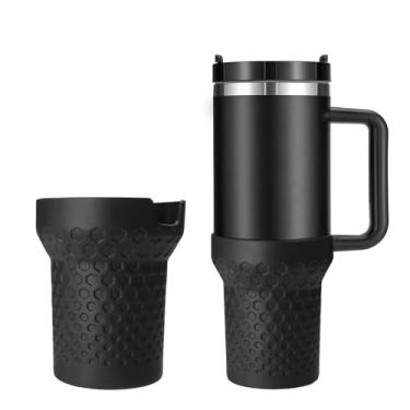 Imagem de Thxbag Bota de silicone para Stanley Cup 850 g / 567 g, capa preta para bota com acessórios Stanley H2.0 e Quencher Adventure Tumbler (preto, 850 g e 590 g)