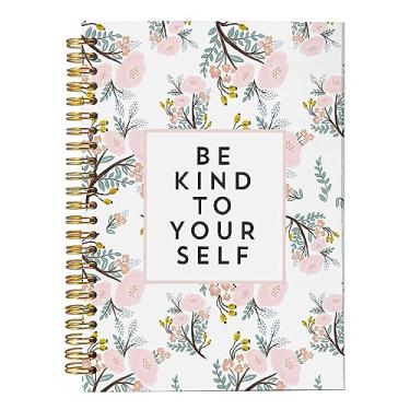 Imagem de VNWEK Caderno floral, cadernos inspiradores, lindos cadernos florais, cadernos para mulheres e meninas, caderno espiral Be Kind to Yourself 14 x 21 cm